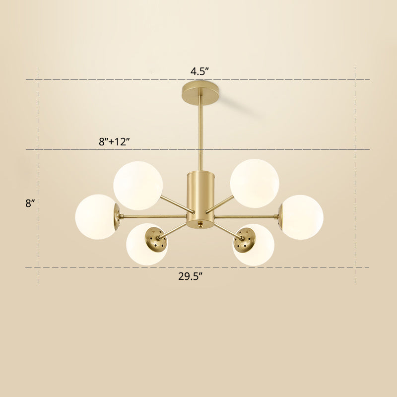 Opal Glass Radial Chandelier Postmodern Style Pendant Light Fixture for Living Room Clearhalo 'Ceiling Lights' 'Chandeliers' 'Close To Ceiling Lights' 'Glass shade' 'Glass' 'Modern Chandeliers' 'Modern' Lighting' 2461682