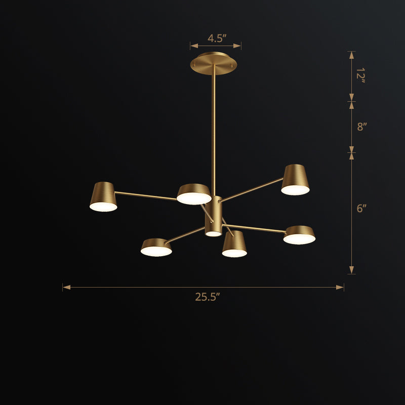 Conical Living Room Chandelier Metal Postmodern LED Suspension Pendant Light in Brass Clearhalo 'Ceiling Lights' 'Chandeliers' 'Modern Chandeliers' 'Modern' Lighting' 2461768