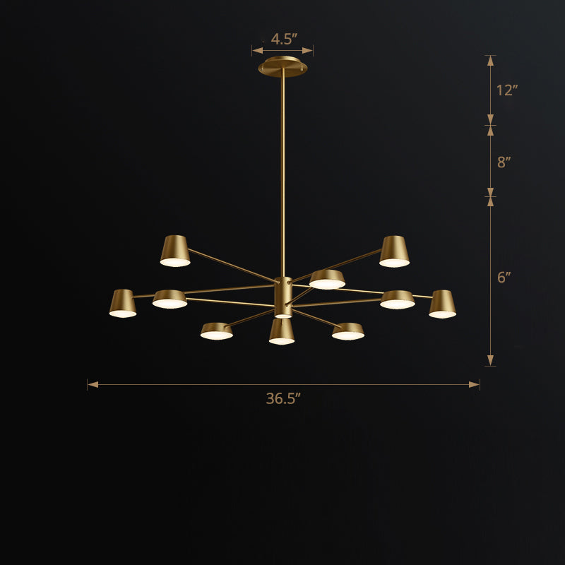Conical Living Room Chandelier Metal Postmodern LED Suspension Pendant Light in Brass Clearhalo 'Ceiling Lights' 'Chandeliers' 'Modern Chandeliers' 'Modern' Lighting' 2461769