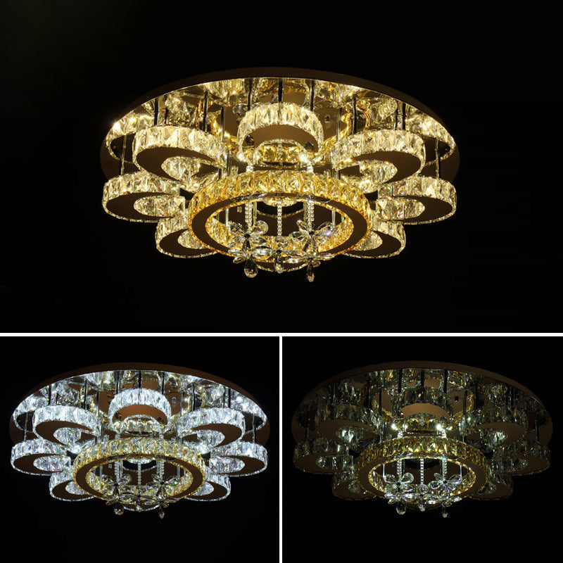 Clear Crystal Flower Ceiling Light Contemporary Chrome LED Flush Light Fixture for Living Room Clear 39.5" Flower Clearhalo 'Ceiling Lights' 'Close To Ceiling Lights' 'Close to ceiling' 'Flush mount' Lighting' 2461900