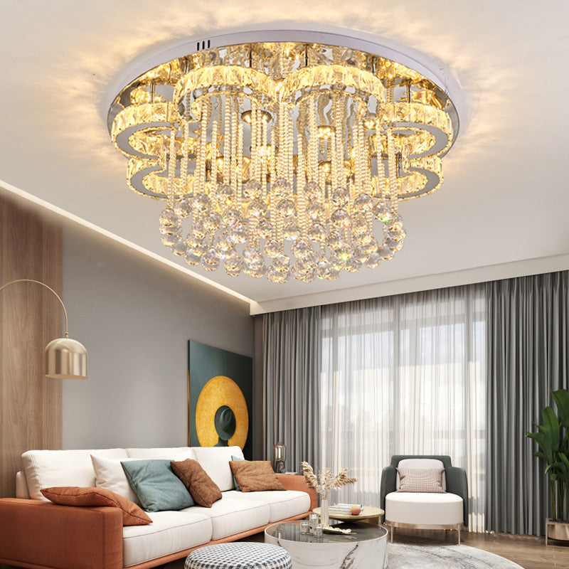 Clear Crystal Flower Ceiling Light Contemporary Chrome LED Flush Light Fixture for Living Room Clearhalo 'Ceiling Lights' 'Close To Ceiling Lights' 'Close to ceiling' 'Flush mount' Lighting' 2461902