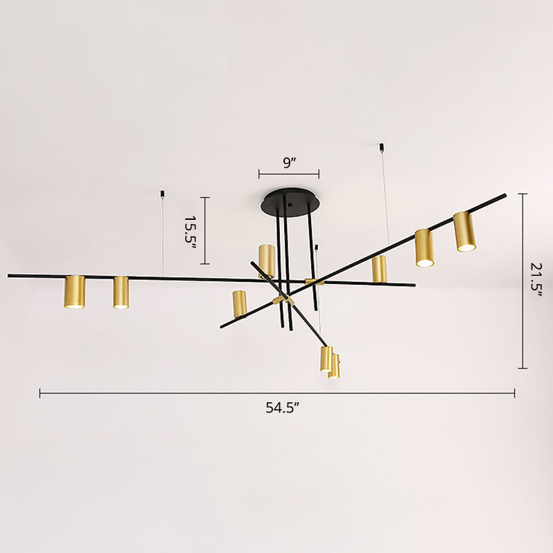 Postmodern Cross Arm Chandelier Metal Living Room Spotlight Hanging Light in Black and Gold Clearhalo 'Ceiling Lights' 'Chandeliers' 'Modern Chandeliers' 'Modern' Lighting' 2461967