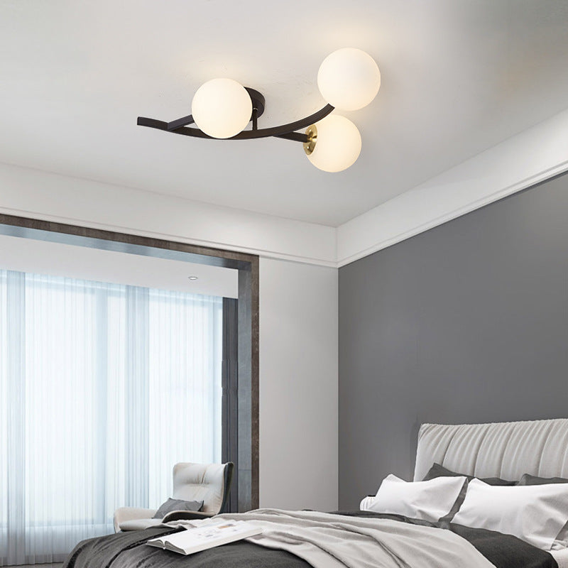 Branch Semi Flush Mount Lighting Postmodern Ball Glass Ceiling Light for Living Room Clearhalo 'Ceiling Lights' 'Close To Ceiling Lights' 'Close to ceiling' 'Glass shade' 'Glass' 'Semi-flushmount' Lighting' 2462091