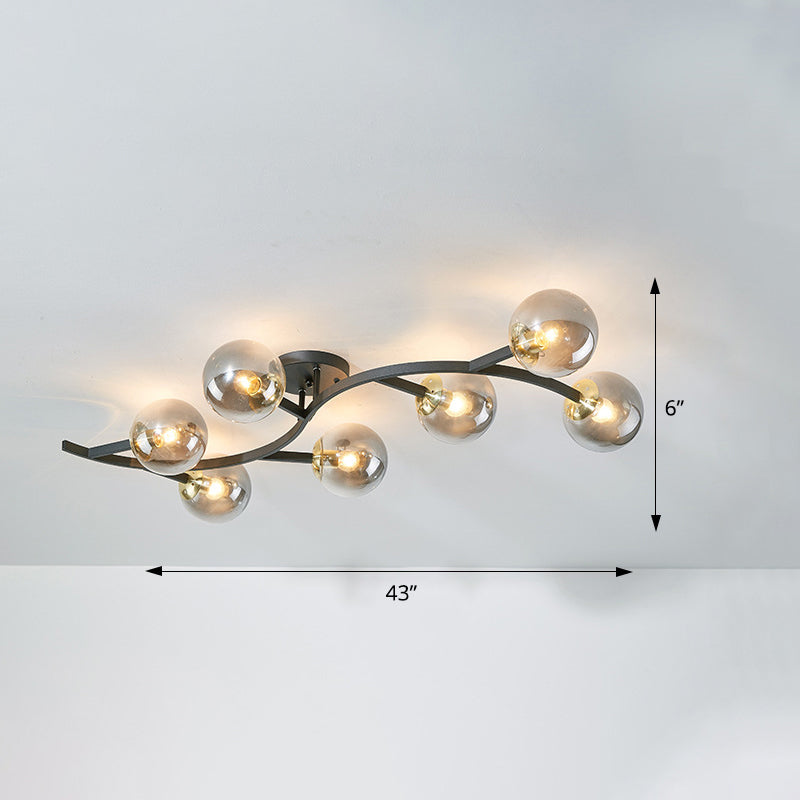 Branch Semi Flush Mount Lighting Postmodern Ball Glass Ceiling Light for Living Room Clearhalo 'Ceiling Lights' 'Close To Ceiling Lights' 'Close to ceiling' 'Glass shade' 'Glass' 'Semi-flushmount' Lighting' 2462099