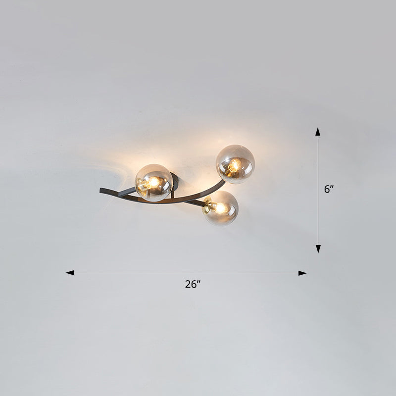Branch Semi Flush Mount Lighting Postmodern Ball Glass Ceiling Light for Living Room Clearhalo 'Ceiling Lights' 'Close To Ceiling Lights' 'Close to ceiling' 'Glass shade' 'Glass' 'Semi-flushmount' Lighting' 2462104