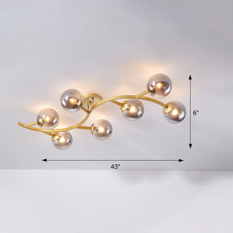 Branch Semi Flush Mount Lighting Postmodern Ball Glass Ceiling Light for Living Room Clearhalo 'Ceiling Lights' 'Close To Ceiling Lights' 'Close to ceiling' 'Glass shade' 'Glass' 'Semi-flushmount' Lighting' 2462107