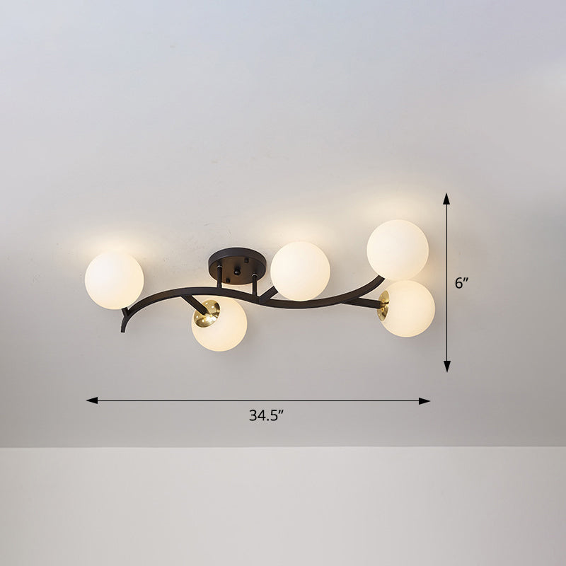Branch Semi Flush Mount Lighting Postmodern Ball Glass Ceiling Light for Living Room Clearhalo 'Ceiling Lights' 'Close To Ceiling Lights' 'Close to ceiling' 'Glass shade' 'Glass' 'Semi-flushmount' Lighting' 2462110