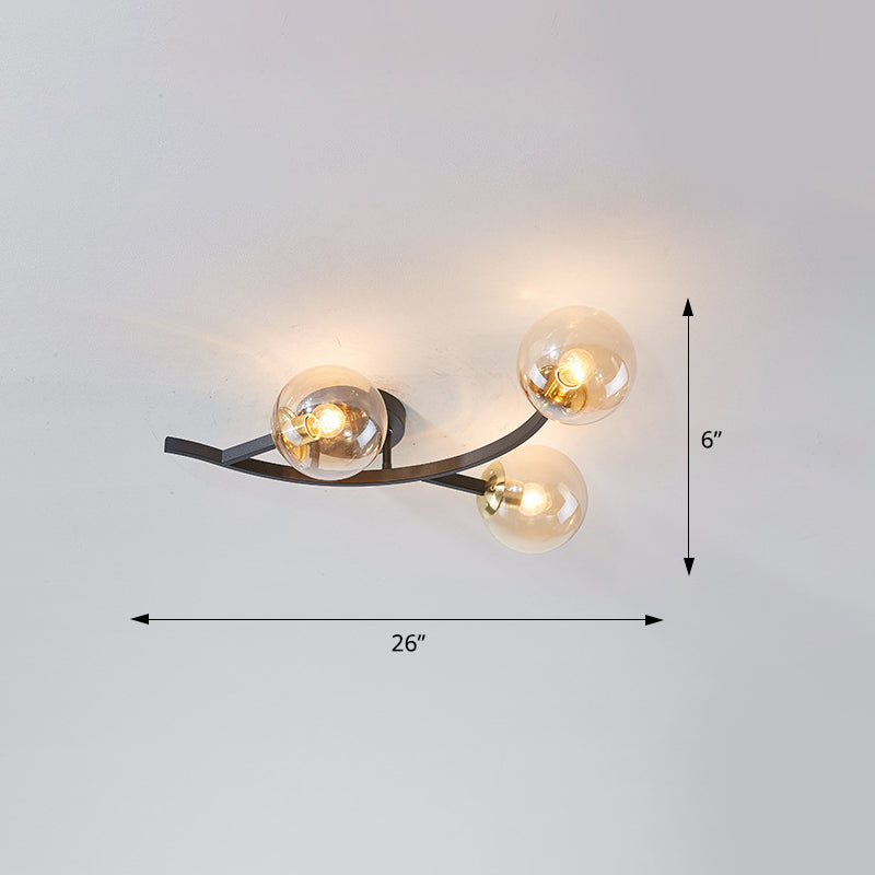 Branch Semi Flush Mount Lighting Postmodern Ball Glass Ceiling Light for Living Room Clearhalo 'Ceiling Lights' 'Close To Ceiling Lights' 'Close to ceiling' 'Glass shade' 'Glass' 'Semi-flushmount' Lighting' 2462112
