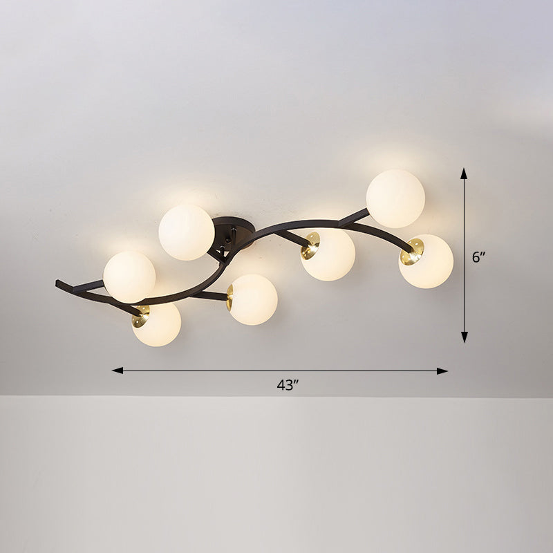 Branch Semi Flush Mount Lighting Postmodern Ball Glass Ceiling Light for Living Room Clearhalo 'Ceiling Lights' 'Close To Ceiling Lights' 'Close to ceiling' 'Glass shade' 'Glass' 'Semi-flushmount' Lighting' 2462113