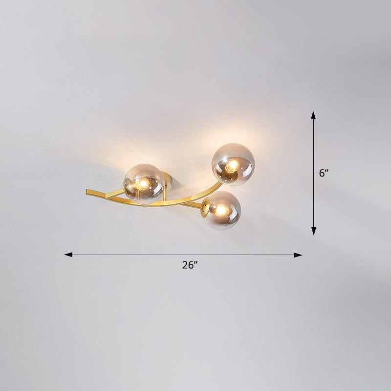 Branch Semi Flush Mount Lighting Postmodern Ball Glass Ceiling Light for Living Room Clearhalo 'Ceiling Lights' 'Close To Ceiling Lights' 'Close to ceiling' 'Glass shade' 'Glass' 'Semi-flushmount' Lighting' 2462120