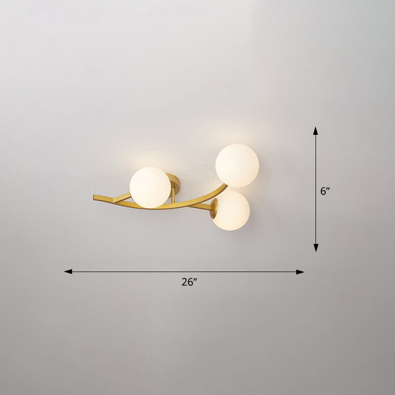 Branch Semi Flush Mount Lighting Postmodern Ball Glass Ceiling Light for Living Room Clearhalo 'Ceiling Lights' 'Close To Ceiling Lights' 'Close to ceiling' 'Glass shade' 'Glass' 'Semi-flushmount' Lighting' 2462124