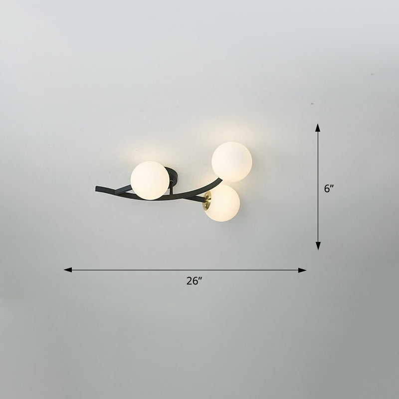 Branch Semi Flush Mount Lighting Postmodern Ball Glass Ceiling Light for Living Room Clearhalo 'Ceiling Lights' 'Close To Ceiling Lights' 'Close to ceiling' 'Glass shade' 'Glass' 'Semi-flushmount' Lighting' 2462125