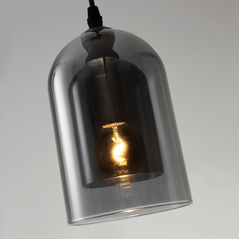 Dual Cloche Shaped Pendant Light Postmodern Blown Glass 1 Head Bedroom Suspension Light Clearhalo 'Ceiling Lights' 'Glass shade' 'Glass' 'Modern Pendants' 'Modern' 'Pendant Lights' 'Pendants' Lighting' 2462177
