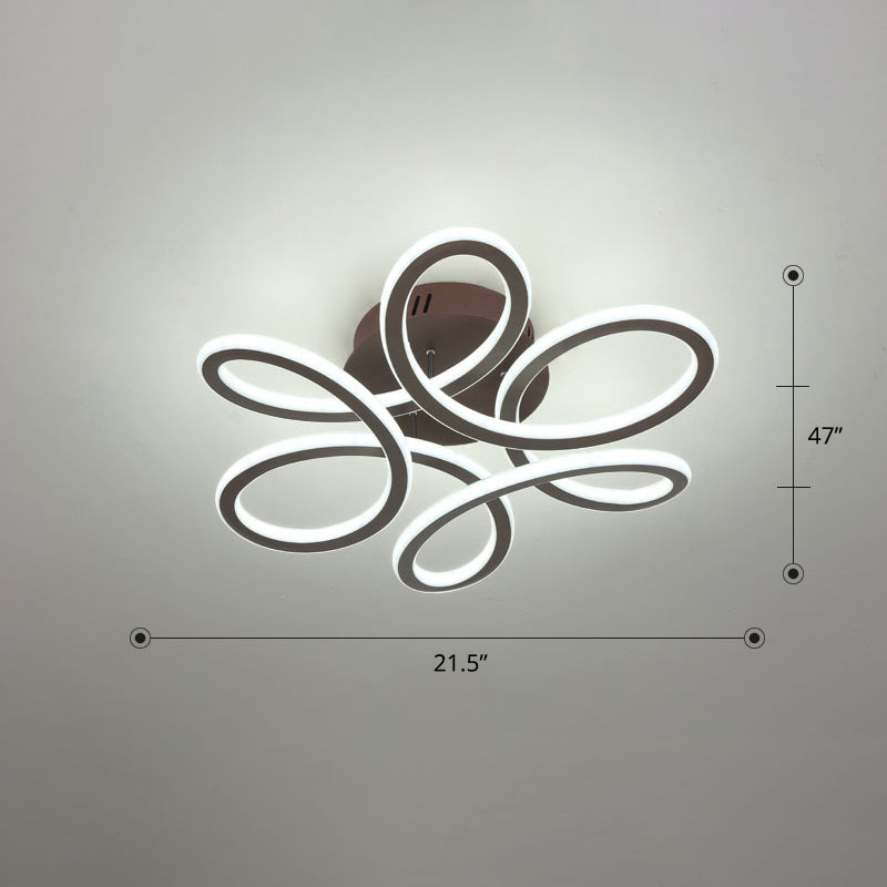 Simplicity Floral Semi Mount Lighting Metal Bedroom LED Ceiling Flush Light Fixture Clearhalo 'Ceiling Lights' 'Close To Ceiling Lights' 'Close to ceiling' 'Semi-flushmount' Lighting' 2462300