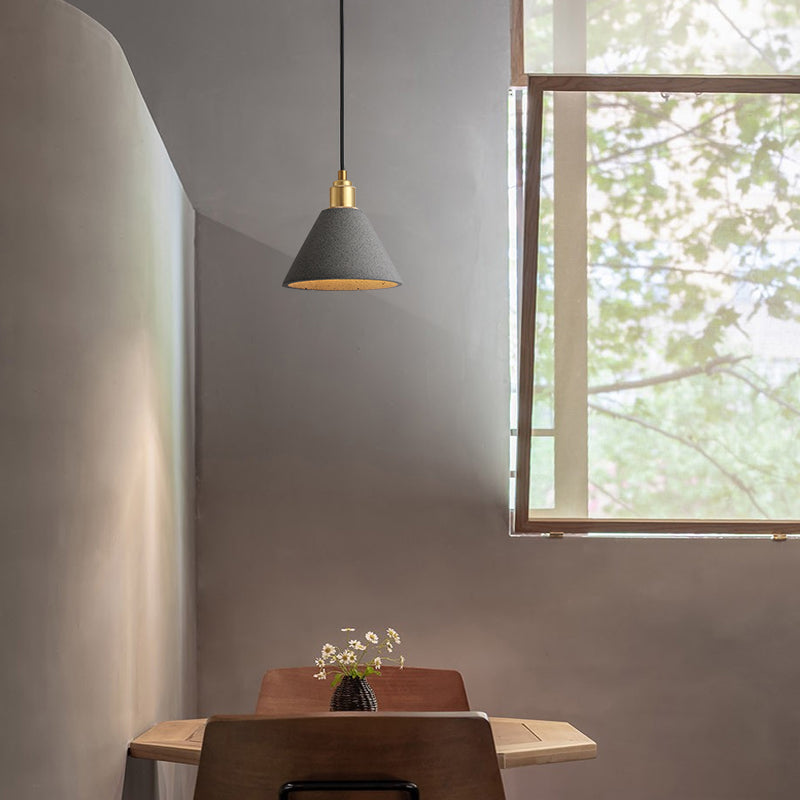 Concrete Conical Pendant Light Fixture Minimalist 1 Head Ceiling Suspension Lamp Clearhalo 'Ceiling Lights' 'Modern Pendants' 'Modern' 'Pendant Lights' 'Pendants' Lighting' 2462348