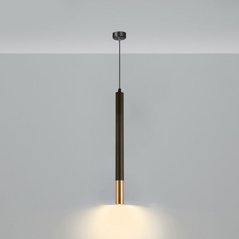 Simplicity Tube LED Hanging Lamp Metal Bedside Suspension Pendant Light in Black Black Long Cone Clearhalo 'Ceiling Lights' 'Modern Pendants' 'Modern' 'Pendant Lights' 'Pendants' Lighting' 2462358