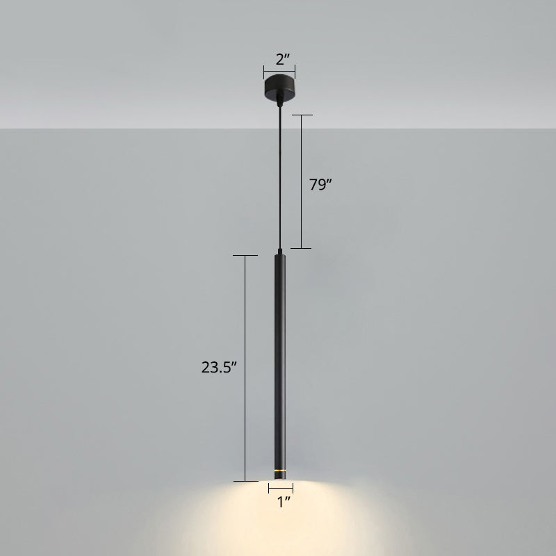 Simplicity Tube LED Hanging Lamp Metal Bedside Suspension Pendant Light in Black Clearhalo 'Ceiling Lights' 'Modern Pendants' 'Modern' 'Pendant Lights' 'Pendants' Lighting' 2462366