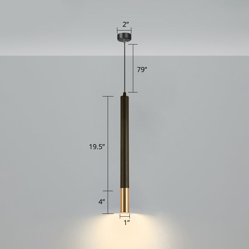 Simplicity Tube LED Hanging Lamp Metal Bedside Suspension Pendant Light in Black Clearhalo 'Ceiling Lights' 'Modern Pendants' 'Modern' 'Pendant Lights' 'Pendants' Lighting' 2462367