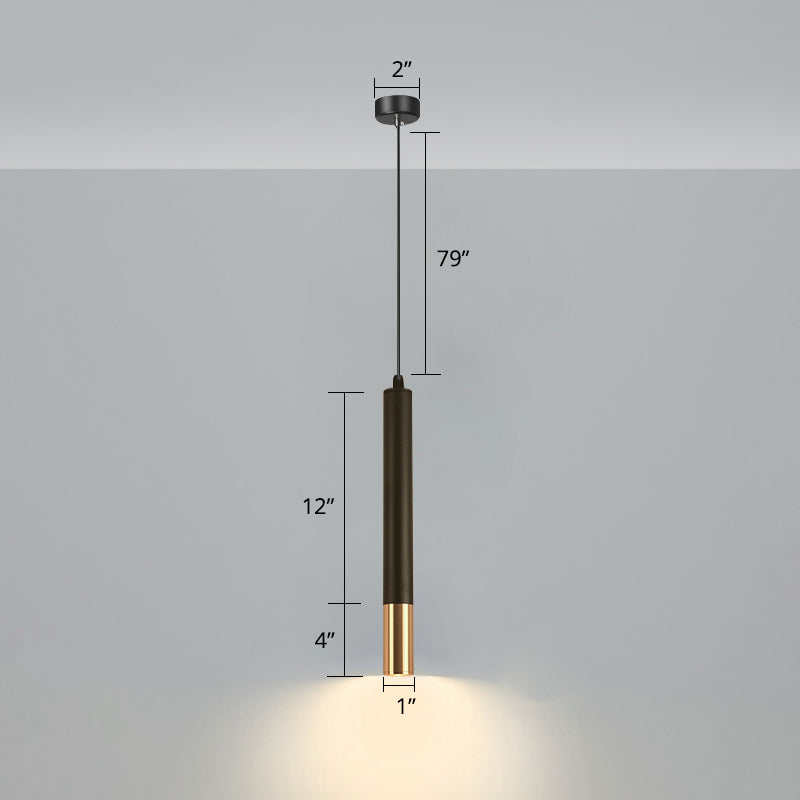 Simplicity Tube LED Hanging Lamp Metal Bedside Suspension Pendant Light in Black Clearhalo 'Ceiling Lights' 'Modern Pendants' 'Modern' 'Pendant Lights' 'Pendants' Lighting' 2462372