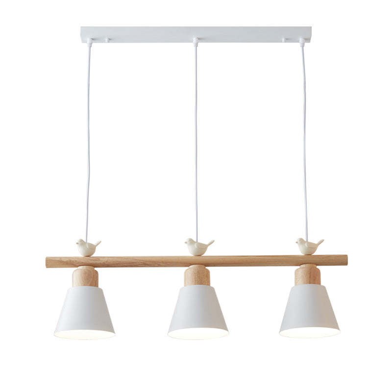 Nordic Shaded Hanging Island Light Metal 3-Head Dining Room Drop Pendant with Bird Decor Clearhalo 'Ceiling Lights' 'Island Lights' Lighting' 2462537