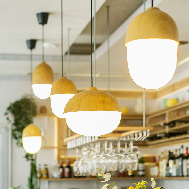Beige Nut Pendant Light Simple Style 1 Head Wooden Ceiling Hang Lamp for Restaurant Clearhalo 'Ceiling Lights' 'Modern Pendants' 'Modern' 'Pendant Lights' 'Pendants' Lighting' 2462563