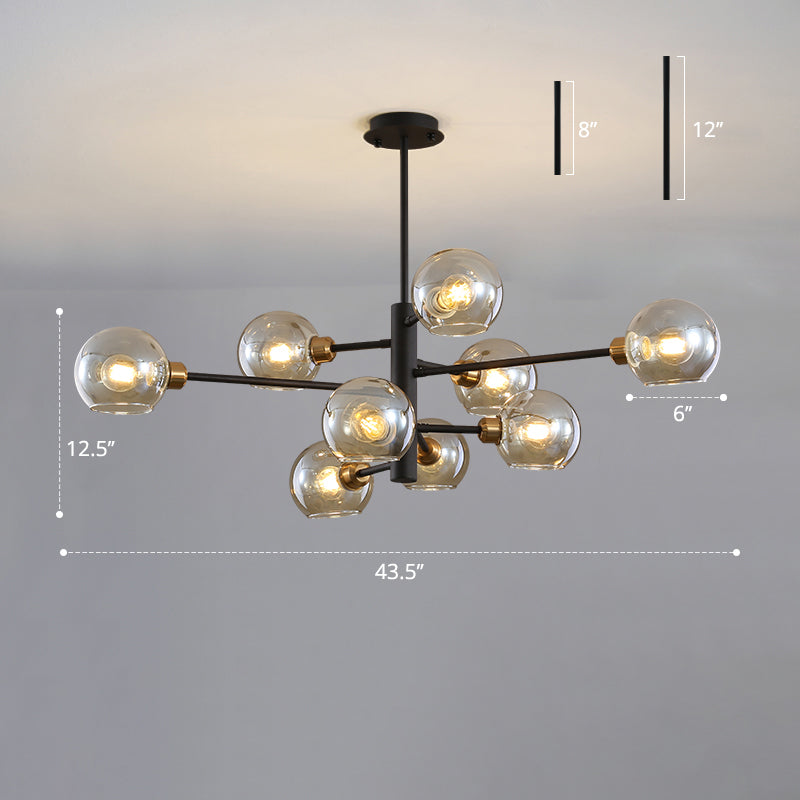 Postmodern Sputnik Chandelier Light Fixture Glass Living Room Hanging Ceiling Light Clearhalo 'Ceiling Lights' 'Chandeliers' 'Glass shade' 'Glass' 'Modern Chandeliers' 'Modern' Lighting' 2462615