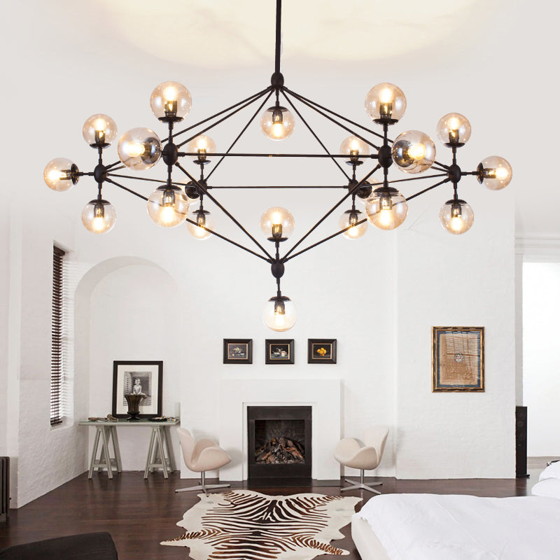Black Diamond Lattice Chandelier Industrial Tan Glass Living Room Suspension Lighting Clearhalo 'Ceiling Lights' 'Chandeliers' 'Glass shade' 'Glass' 'Industrial Chandeliers' 'Industrial' 'Middle Century Chandeliers' 'Pendant Lights' 'Tiffany' Lighting' 2462630