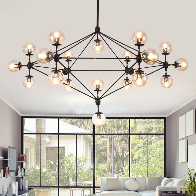 Black Diamond Lattice Chandelier Industrial Tan Glass Living Room Suspension Lighting Clearhalo 'Ceiling Lights' 'Chandeliers' 'Glass shade' 'Glass' 'Industrial Chandeliers' 'Industrial' 'Middle Century Chandeliers' 'Pendant Lights' 'Tiffany' Lighting' 2462636