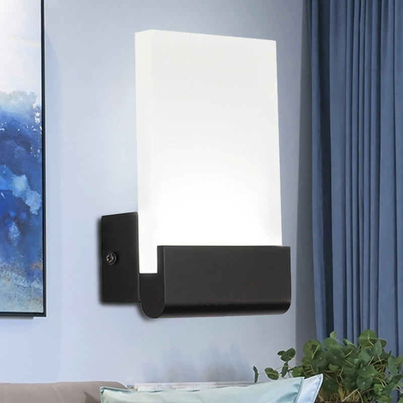 4" Wide Black/White Acrylic Sconce Light Simple Cuboid LED Wall Lighting Ideas, Warm/White Light Clearhalo 'Cast Iron' 'Glass' 'Industrial' 'Modern wall lights' 'Modern' 'Tiffany' 'Traditional wall lights' 'Wall Lamps & Sconces' 'Wall Lights' Lighting' 246282