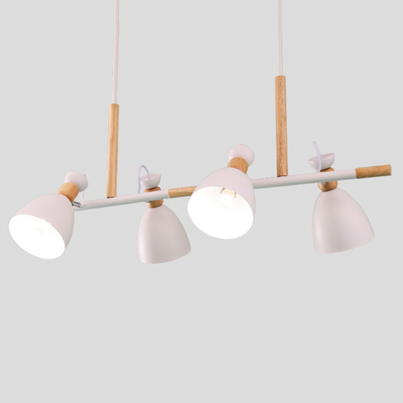 Adjustable Bell Metal Island Lighting Nordic 4 Lights Ceiling Hang Light for Dining Room White Clearhalo 'Ceiling Lights' 'Island Lights' Lighting' 2462858