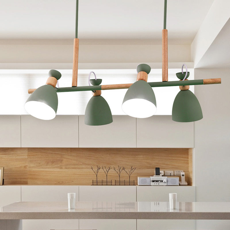 Adjustable Bell Metal Island Lighting Nordic 4 Lights Ceiling Hang Light for Dining Room Clearhalo 'Ceiling Lights' 'Island Lights' Lighting' 2462859