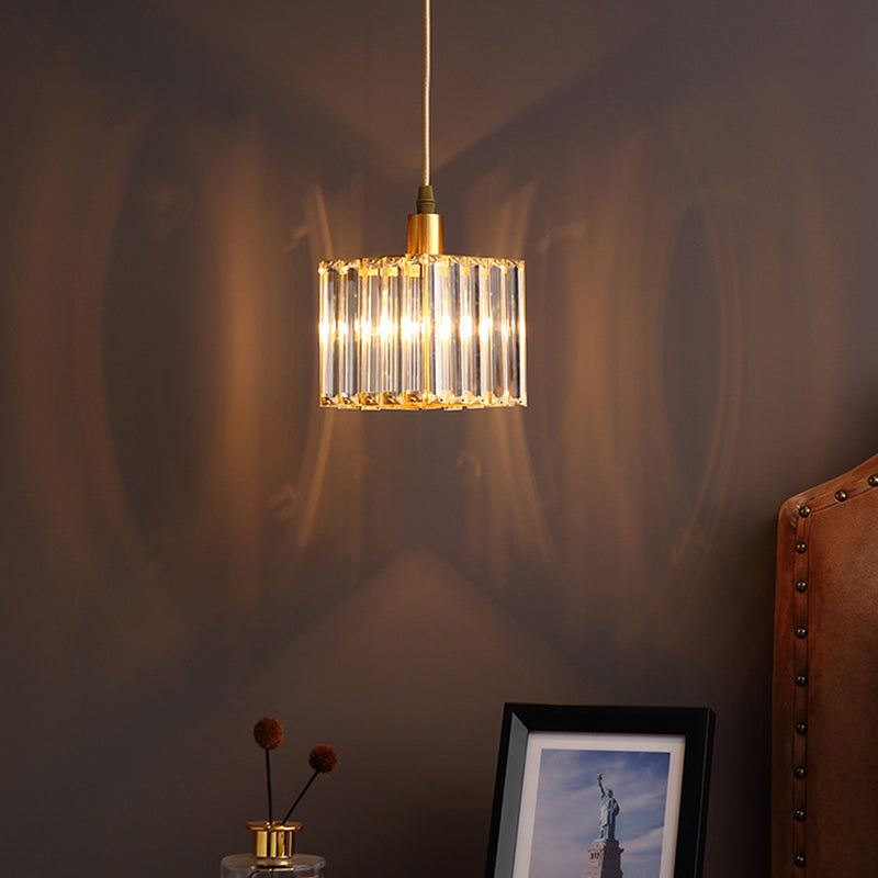Prismatic Optical Crystal Square Ceiling Lamp Simplicity 1-Light Gold Pendant Light Fixture Gold Clearhalo 'Ceiling Lights' 'Modern Pendants' 'Modern' 'Pendant Lights' 'Pendants' Lighting' 2462872