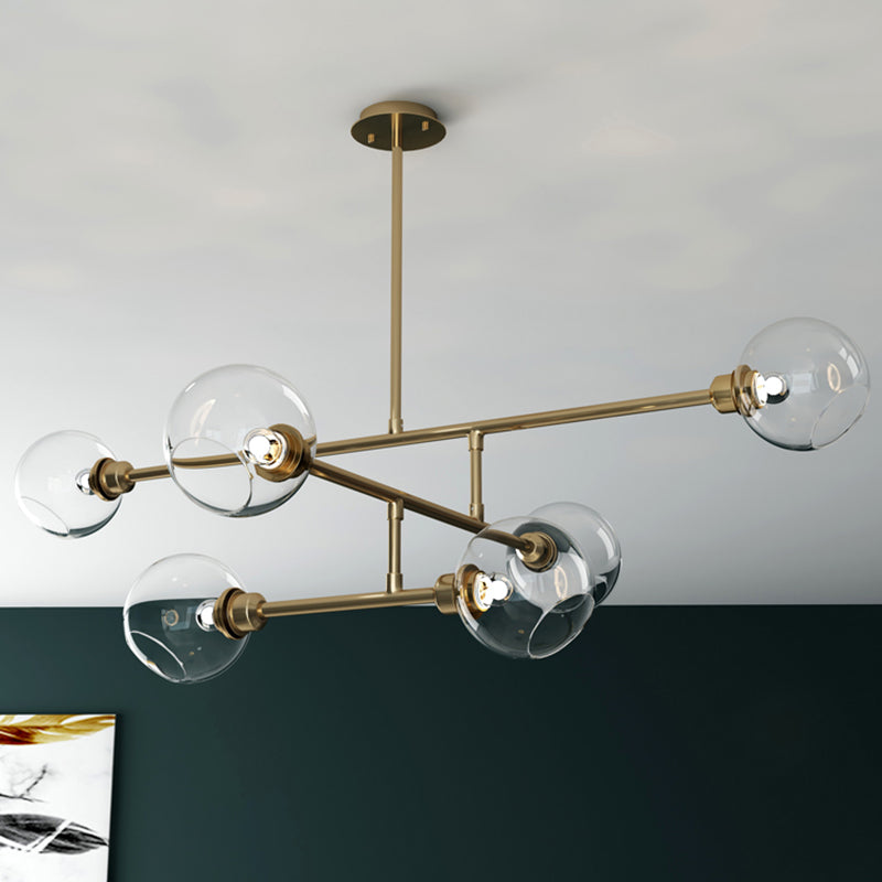 Open Kitchen Pendant Lighting Minimalist Ceiling Chandelier with Dome Glass Shade Clearhalo 'Ceiling Lights' 'Chandeliers' 'Glass shade' 'Glass' 'Modern Chandeliers' 'Modern' 'Pendant Lights' Lighting' 2462900