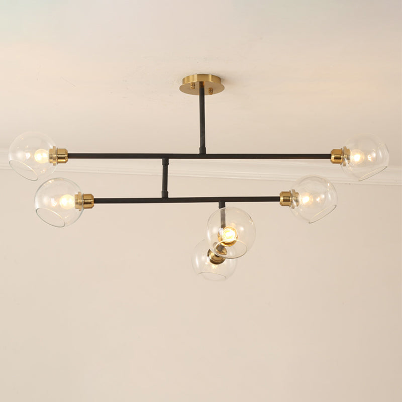 Open Kitchen Pendant Lighting Minimalist Ceiling Chandelier with Dome Glass Shade Clearhalo 'Ceiling Lights' 'Chandeliers' 'Glass shade' 'Glass' 'Modern Chandeliers' 'Modern' 'Pendant Lights' Lighting' 2462908