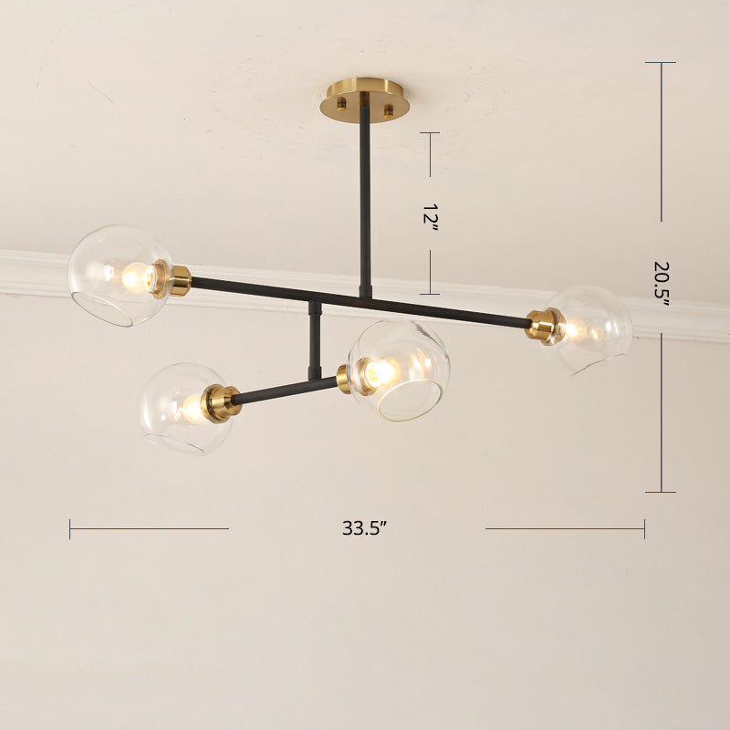 Open Kitchen Pendant Lighting Minimalist Ceiling Chandelier with Dome Glass Shade Clearhalo 'Ceiling Lights' 'Chandeliers' 'Glass shade' 'Glass' 'Modern Chandeliers' 'Modern' 'Pendant Lights' Lighting' 2462911