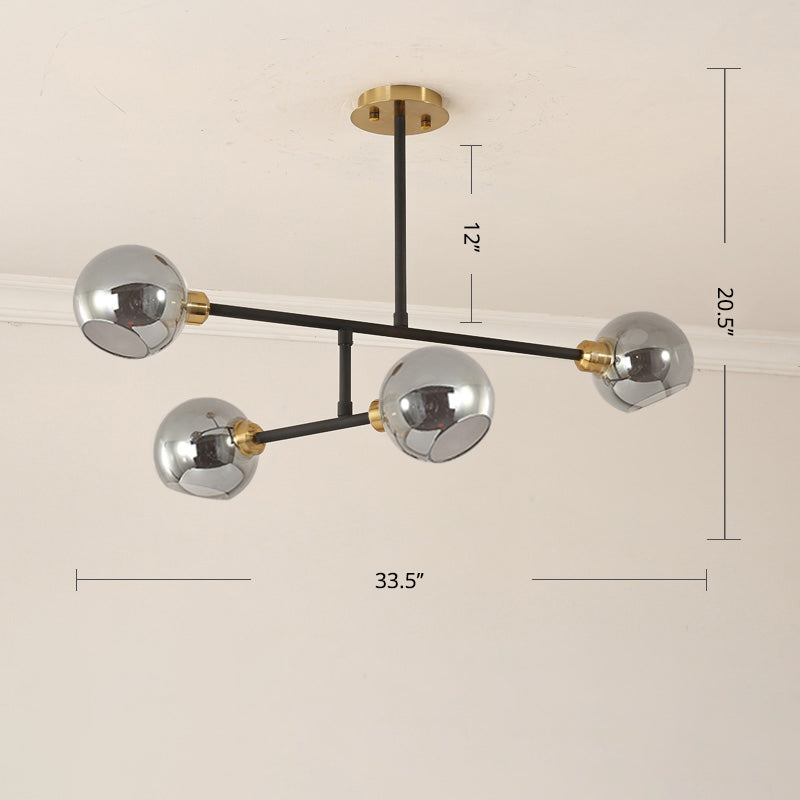 Open Kitchen Pendant Lighting Minimalist Ceiling Chandelier with Dome Glass Shade Clearhalo 'Ceiling Lights' 'Chandeliers' 'Glass shade' 'Glass' 'Modern Chandeliers' 'Modern' 'Pendant Lights' Lighting' 2462915