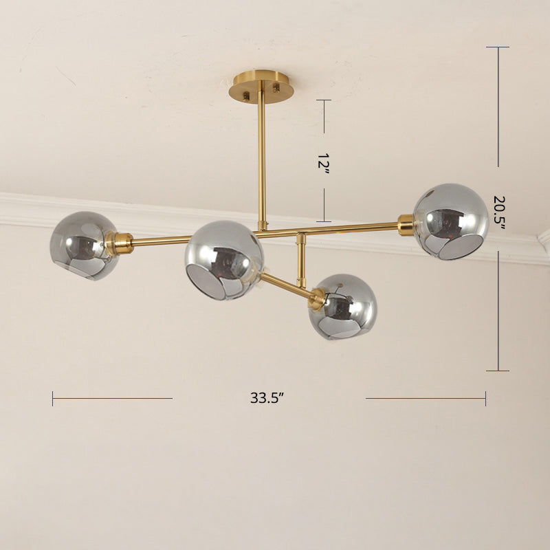 Open Kitchen Pendant Lighting Minimalist Ceiling Chandelier with Dome Glass Shade Clearhalo 'Ceiling Lights' 'Chandeliers' 'Glass shade' 'Glass' 'Modern Chandeliers' 'Modern' 'Pendant Lights' Lighting' 2462921