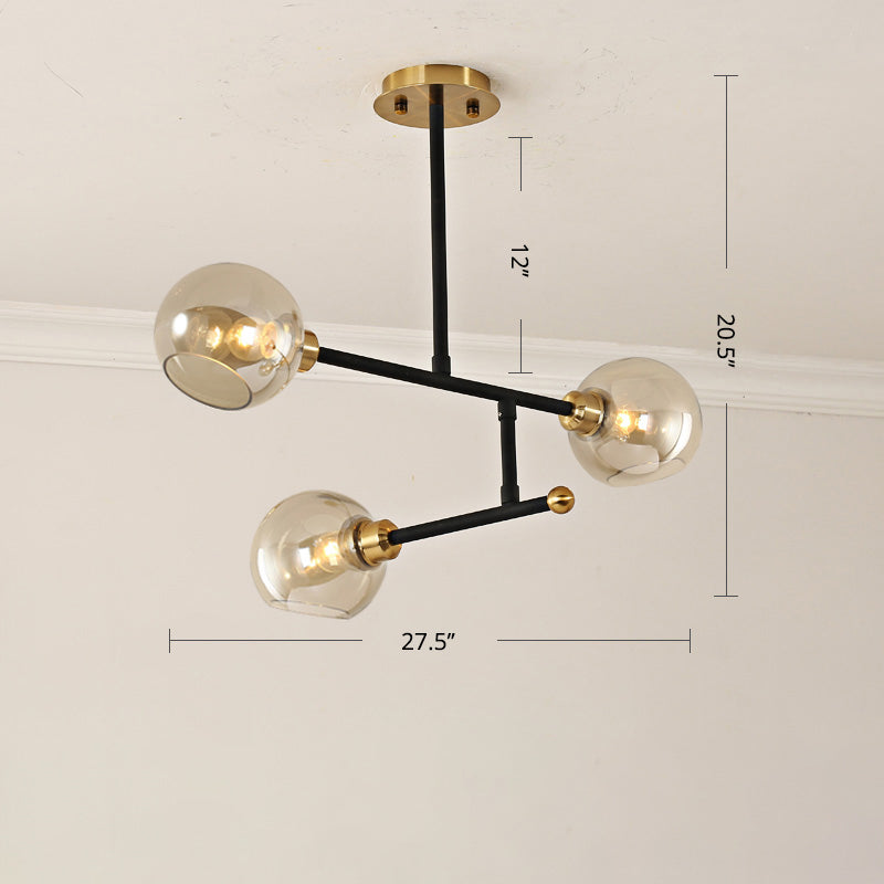 Open Kitchen Pendant Lighting Minimalist Ceiling Chandelier with Dome Glass Shade Clearhalo 'Ceiling Lights' 'Chandeliers' 'Glass shade' 'Glass' 'Modern Chandeliers' 'Modern' 'Pendant Lights' Lighting' 2462924