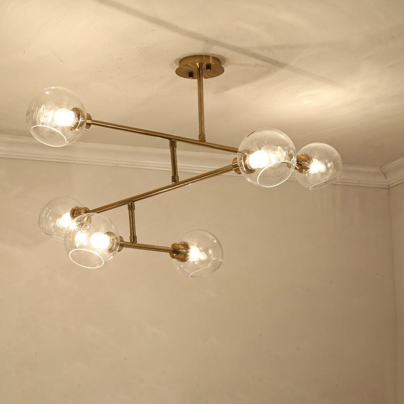 Open Kitchen Pendant Lighting Minimalist Ceiling Chandelier with Dome Glass Shade 6 Gold Clear Clearhalo 'Ceiling Lights' 'Chandeliers' 'Glass shade' 'Glass' 'Modern Chandeliers' 'Modern' 'Pendant Lights' Lighting' 2462930