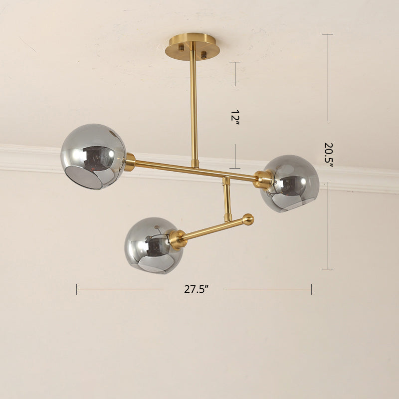 Open Kitchen Pendant Lighting Minimalist Ceiling Chandelier with Dome Glass Shade Clearhalo 'Ceiling Lights' 'Chandeliers' 'Glass shade' 'Glass' 'Modern Chandeliers' 'Modern' 'Pendant Lights' Lighting' 2462933