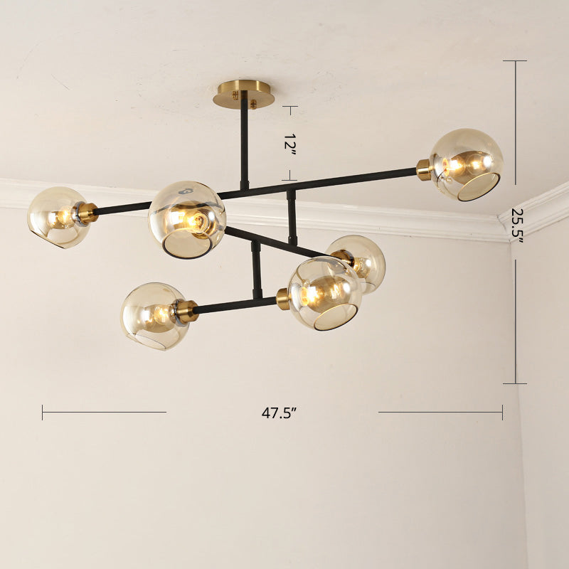 Open Kitchen Pendant Lighting Minimalist Ceiling Chandelier with Dome Glass Shade Clearhalo 'Ceiling Lights' 'Chandeliers' 'Glass shade' 'Glass' 'Modern Chandeliers' 'Modern' 'Pendant Lights' Lighting' 2462936