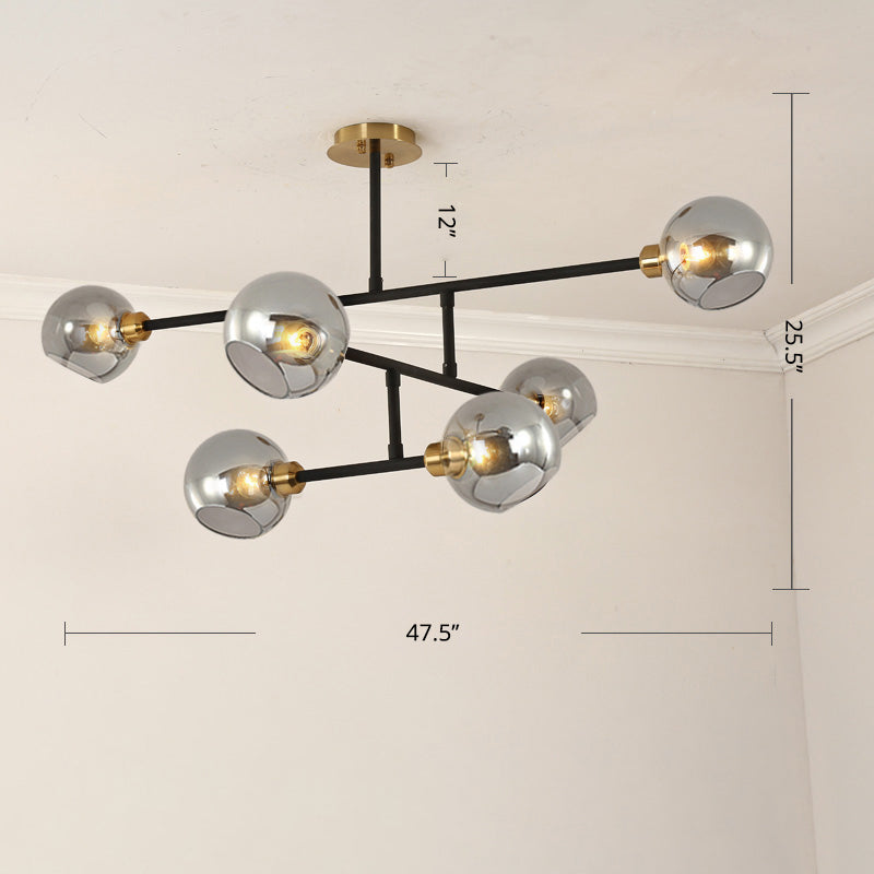 Open Kitchen Pendant Lighting Minimalist Ceiling Chandelier with Dome Glass Shade Clearhalo 'Ceiling Lights' 'Chandeliers' 'Glass shade' 'Glass' 'Modern Chandeliers' 'Modern' 'Pendant Lights' Lighting' 2462937