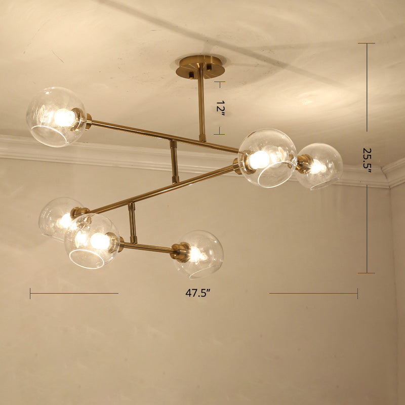 Open Kitchen Pendant Lighting Minimalist Ceiling Chandelier with Dome Glass Shade Clearhalo 'Ceiling Lights' 'Chandeliers' 'Glass shade' 'Glass' 'Modern Chandeliers' 'Modern' 'Pendant Lights' Lighting' 2462938