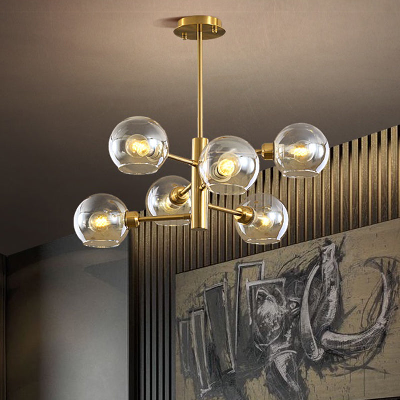Domed Hanging Lamp Postmodern Style Glass Dining Room Chandelier Lighting Fixture Clearhalo 'Ceiling Lights' 'Chandeliers' 'Glass shade' 'Glass' 'Modern Chandeliers' 'Modern' Lighting' 2463155