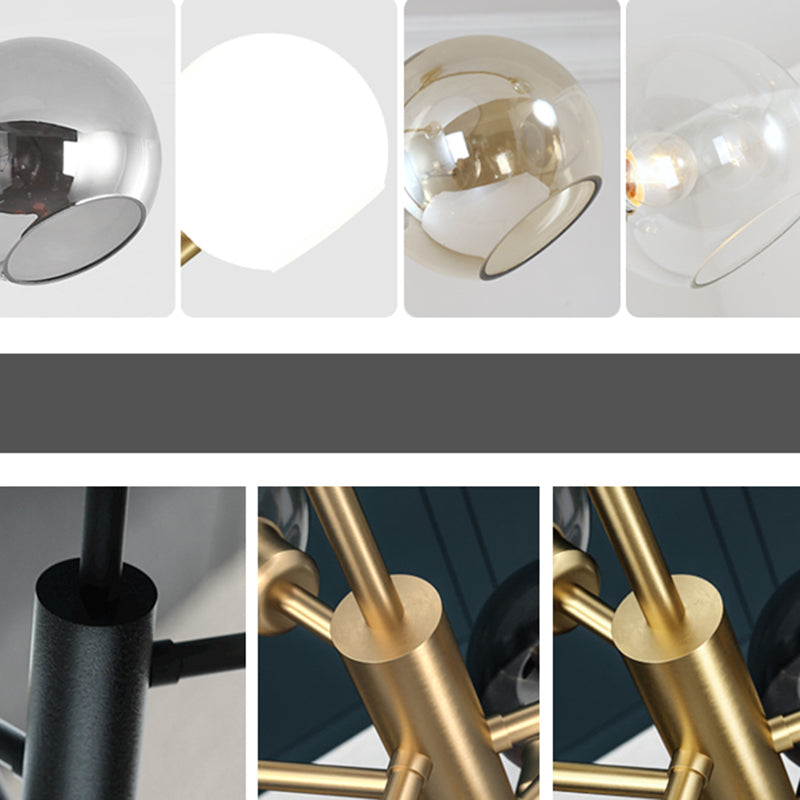 Domed Hanging Lamp Postmodern Style Glass Dining Room Chandelier Lighting Fixture Clearhalo 'Ceiling Lights' 'Chandeliers' 'Glass shade' 'Glass' 'Modern Chandeliers' 'Modern' Lighting' 2463162