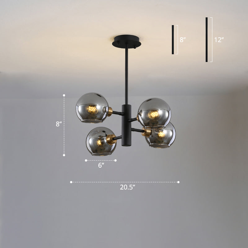 Domed Hanging Lamp Postmodern Style Glass Dining Room Chandelier Lighting Fixture Clearhalo 'Ceiling Lights' 'Chandeliers' 'Glass shade' 'Glass' 'Modern Chandeliers' 'Modern' Lighting' 2463174