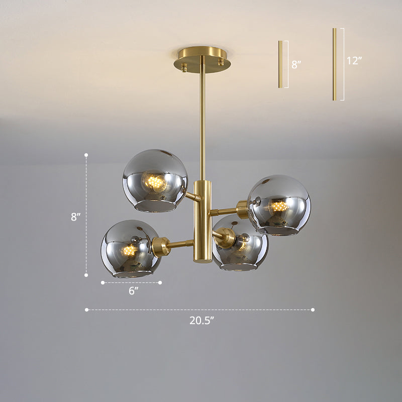 Domed Hanging Lamp Postmodern Style Glass Dining Room Chandelier Lighting Fixture Clearhalo 'Ceiling Lights' 'Chandeliers' 'Glass shade' 'Glass' 'Modern Chandeliers' 'Modern' Lighting' 2463176