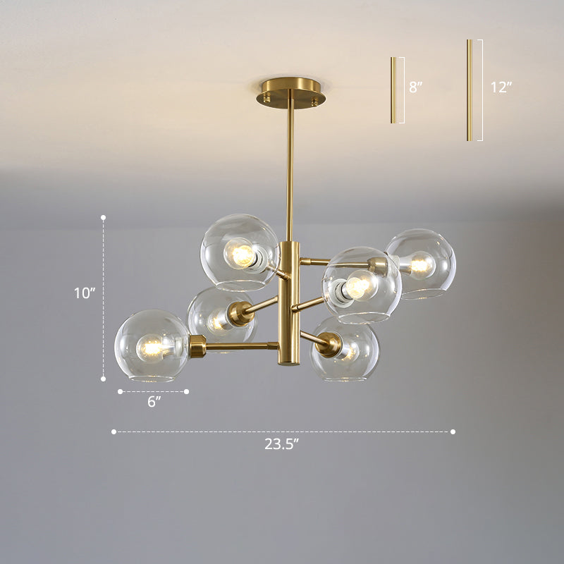 Domed Hanging Lamp Postmodern Style Glass Dining Room Chandelier Lighting Fixture Clearhalo 'Ceiling Lights' 'Chandeliers' 'Glass shade' 'Glass' 'Modern Chandeliers' 'Modern' Lighting' 2463187