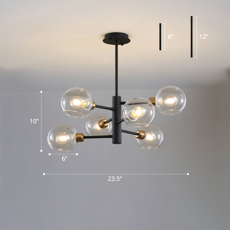 Domed Hanging Lamp Postmodern Style Glass Dining Room Chandelier Lighting Fixture Clearhalo 'Ceiling Lights' 'Chandeliers' 'Glass shade' 'Glass' 'Modern Chandeliers' 'Modern' Lighting' 2463188