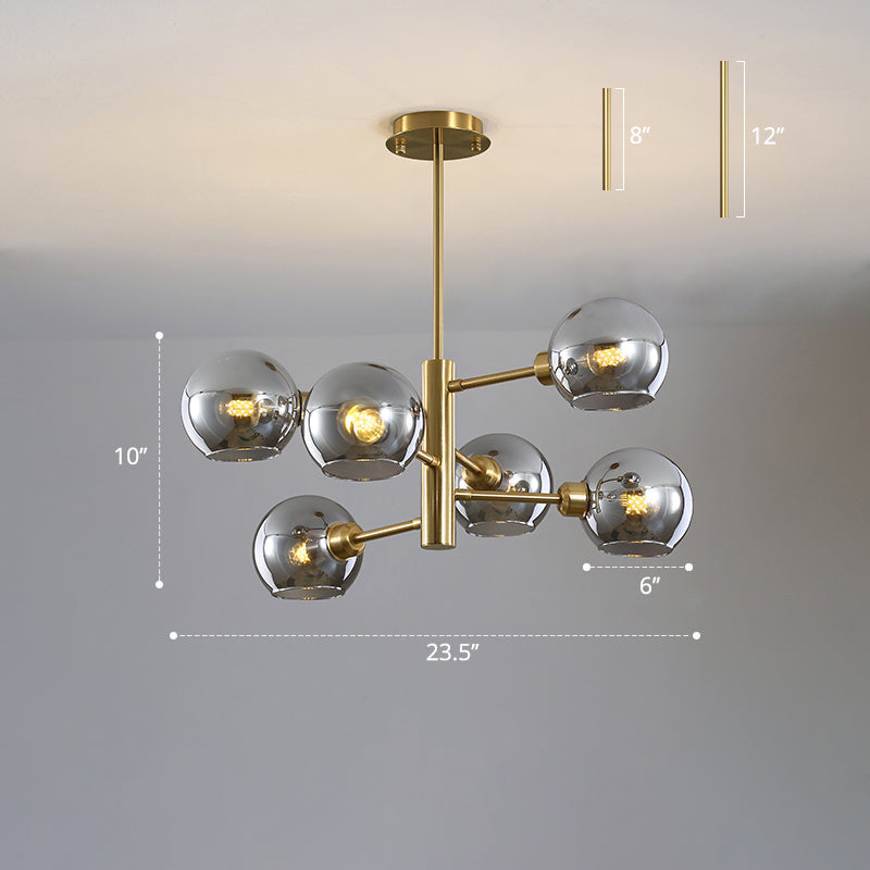 Domed Hanging Lamp Postmodern Style Glass Dining Room Chandelier Lighting Fixture Clearhalo 'Ceiling Lights' 'Chandeliers' 'Glass shade' 'Glass' 'Modern Chandeliers' 'Modern' Lighting' 2463190